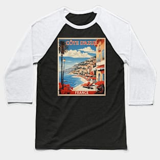 Cote D'azur France Tourism Vintage Poster Baseball T-Shirt